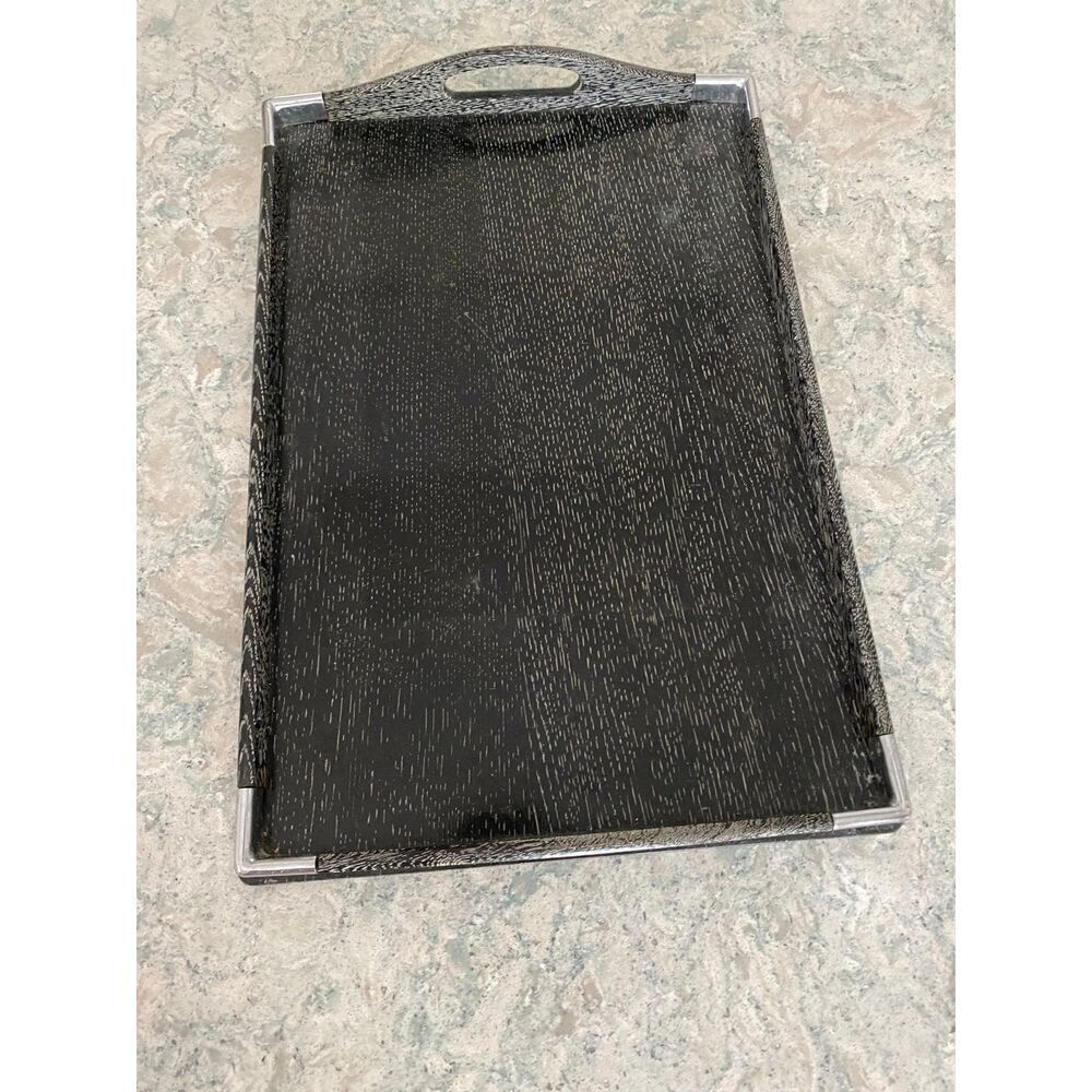 Black with Silver Serving Display Tray